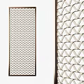 Modern Geometric Pattern Room Divider With Metal Frame And Intricate Weave Design 3d model