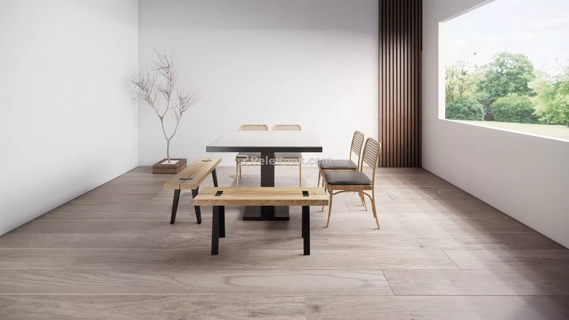 New Chinese Dining Table and Chair Combination Dining Table and Chair 3d model