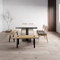 New Chinese Dining Table and Chair Combination Dining Table and Chair 3d model