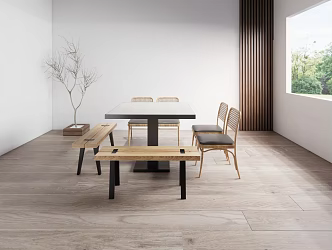 New Chinese Dining Table and Chair Combination Dining Table and Chair 3d model