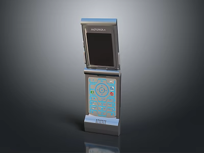 Classic Motorola Flip Design Handheld Computer With Screen Keyboard And Buttons 3d model
