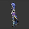 Fantasy Hooded Costume Blue Purple Robe With Golden Accents And Elegant Design