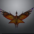 Fantasy Bird With Vibrant Red Orange Purple Wings And Unique Mythical Design