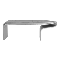 Sleek Contemporary Walnut Wood Dining Table With Smooth Curved Shape And Exquisite Gold Metal Inlay