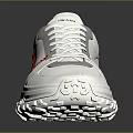 White Lace Up Sneakers With Red Side Stripes And Thick Traction Sole Design