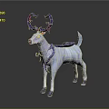 White Deer Game Movie Character With Purple Antlers Blue Hooves And Decorations