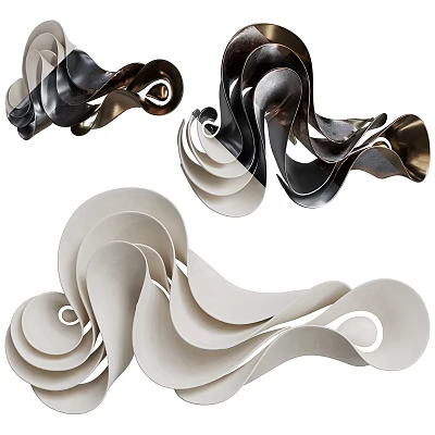 Modern Abstract Wall Decor With Curved Shapes In Black White Brown 3d model Modern Abstract Wall Decor With Curved Shapes In Black White Brown 3d model