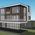Modern Detached Villa Exterior With Large Glass Windows And Balcony Design
