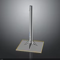 White Space Rocket Model Displayed On Square Launch Platform With Stable Base 3d model