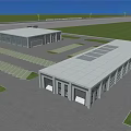 Industrial Complex Aerial View With Multiple Buildings Green Spaces And Parking Areas