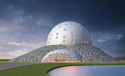 Modern Museum Architecture Spherical Museum Round Architecture Hall Egg Architecture 3d model