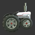 Toy Tractor Model With White Body Large Wheels And Red Hubcaps