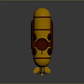 Yellow And Red Cartoon Submarine Model With Round Windows And Propeller