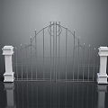 Stylish Wrought Iron Bed Frame Featuring Curved Top And White Pillar Details
