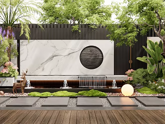 Modern Courtyard Garden Flowing Water Landscape Wall Courtyard Waterscape Wall Flowers and Plants Floral Landscape Plants Landscaping Plants Pile Plants Combination Landscape Trees Shrubs 3d model
