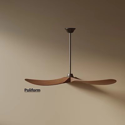 Poliform Modern Ceiling Light With Wooden Blades And Black Metal Rod 3d model