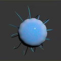 Vibrant Blue Glowing Jellyfish With Long Transparent Tentacles In Deep Ocean