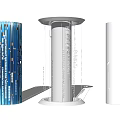 Modern Decorative Columns With Blue Striped Transparent Text And White Plain Designs