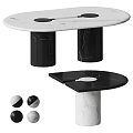 Stylish Marble Dining Table With White Black Top And Spherical Accessories 3d model