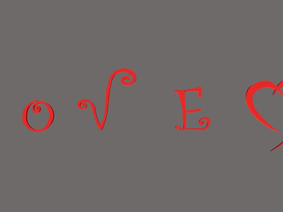 Decorative Wall Decor with Red Letters and Heart Shape Design Elements 3d model
