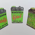 Industrial Equipment Vintage Motor Oil Cans Castrol Wakefield Brand Green Black Rustic Design