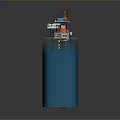 3D Architectural Structure Model With Blue Base And Multi Level Components