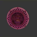 Round Bronze Shield With Lion Head Carving And Ornate Studded Edge Design