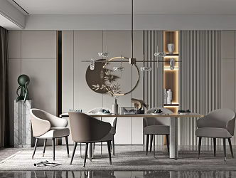 Light Luxury Restaurant Dining Table and Chair Combination 3d model