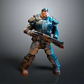 Sci Fi Armored Warrior Character Holding Futuristic Weapon as Living Creature