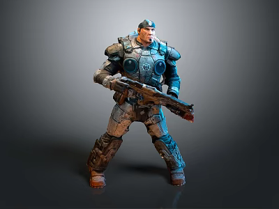 Sci Fi Armored Warrior Character Holding Futuristic Weapon as Living Creature 3d model