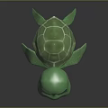 Cute Green Cartoon Turtle Character With Smiling Face And Detailed Shell Design