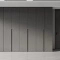 Modern Gray Minimalist Built-in Wardrobe Design With Linear Handles And Smooth Surface 3d model
