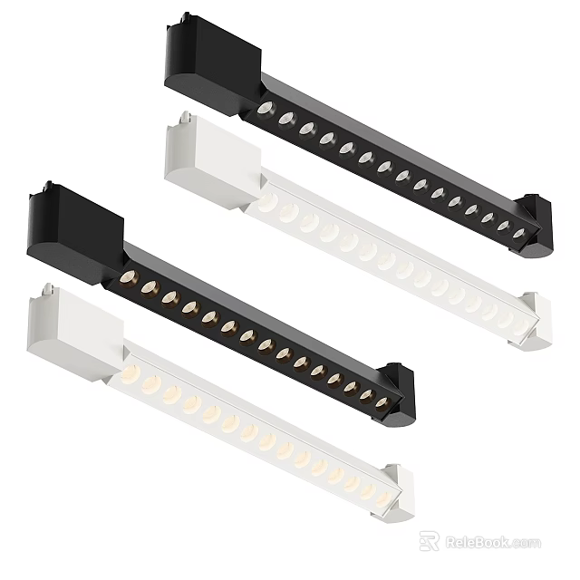 Slim Design Grille Lights with Black and White Housing and Evenly Spaced LED Bulbs 3d model 
