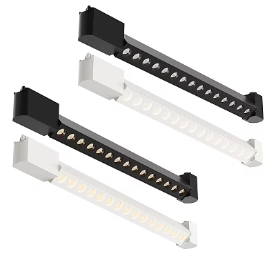 Slim Design Grille Lights with Black and White Housing and Evenly Spaced LED Bulbs 3d model