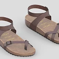 Brown Leather Sandals With Adjustable Buckle Cross Straps And Comfortable Soft Sole Casual Footwear
