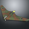 Camouflage Painted Airplane Model With Cross Insignia And Unique Wing Design