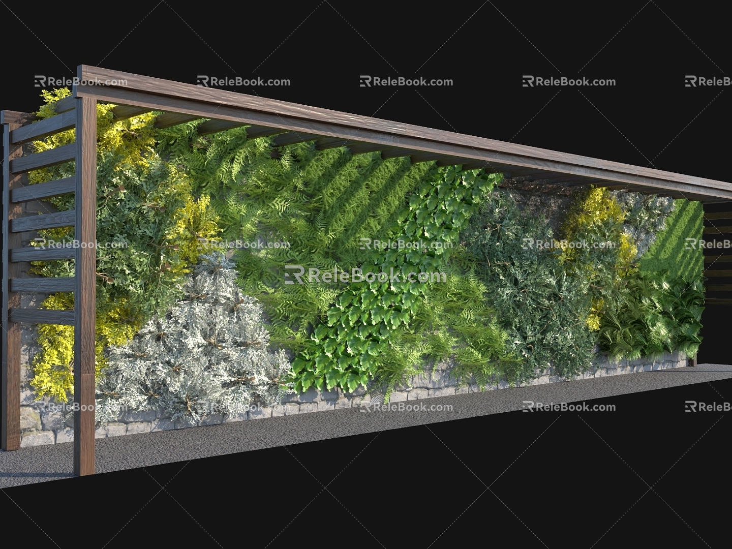 Greenery Landscape Wall Fence Fence Outdoor Ornaments Garden Sparkles Flower Border Group 3d model