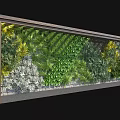 Natural Living Plant Wall With Wooden Frame And Stone Background Greenery Design