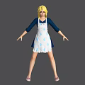 Animated Blonde Female Game Movie Character With Blue Top And White Polka Dot Apron