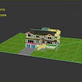 Two Story Single Family House With Green Lawn Gray Roof White Railings And Solar Panels