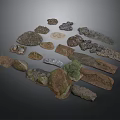Collection of Various Wood and Stone Samples Featuring Natural Textures and Shapes