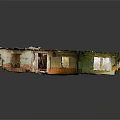 Dilapidated Building Interior With Collapsed Wooden Beams Broken Walls And Peeling Paint