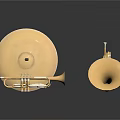 Golden Household Decorative Ornaments With Round Plate Trumpet And Horn Shapes