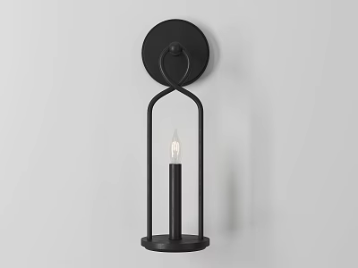Modern Black Metal Wall Sconce With Round Base And Candle Style Design For Home Decor 3d model