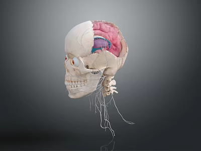 Human Head Organs Anatomical Structure 3D Model with Skull Brain and Nerves 3d model