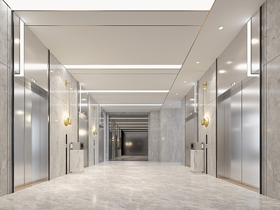 Hotel Enterprise Office Building Elevator Hall Elevator Room 3d model