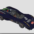 Dark Blue Racing Car With Number 5 FALKEN SUNOCO Logos Streamlined Open Cockpit Yellow Stripes