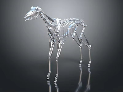 Silver Metallic Dog Skeleton Model Medical Device With Clear Structure For Teaching 3d model