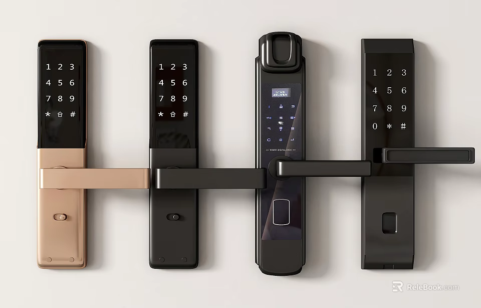 Modern Smart Door Locks With Digital Keypad And Fingerprint Scanner Designs 3d model 
