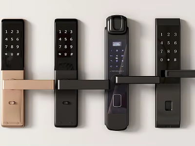Modern Smart Door Locks With Digital Keypad And Fingerprint Scanner Designs 3d model